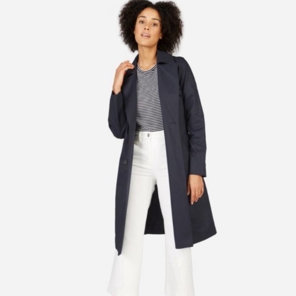 Everlane Modern Trench Drape Coat in Navy - Picture 2 of 8
